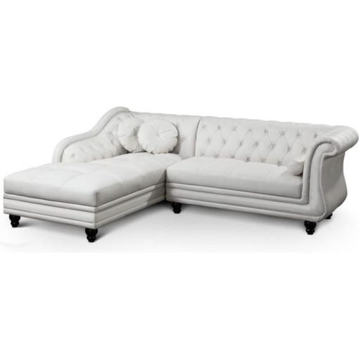 Canapé d'angle Brittish Blanc style chesterfield