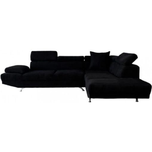 Canapé d'angle XL en tissu ROMAIN - Noir angle dro