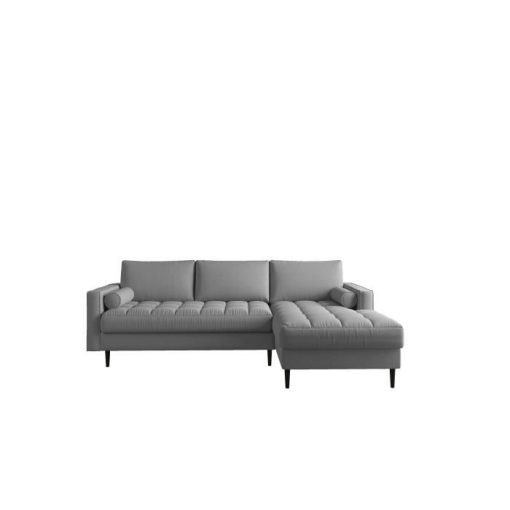 Canapé d'angle 5 places MAEL tissu gris chiné